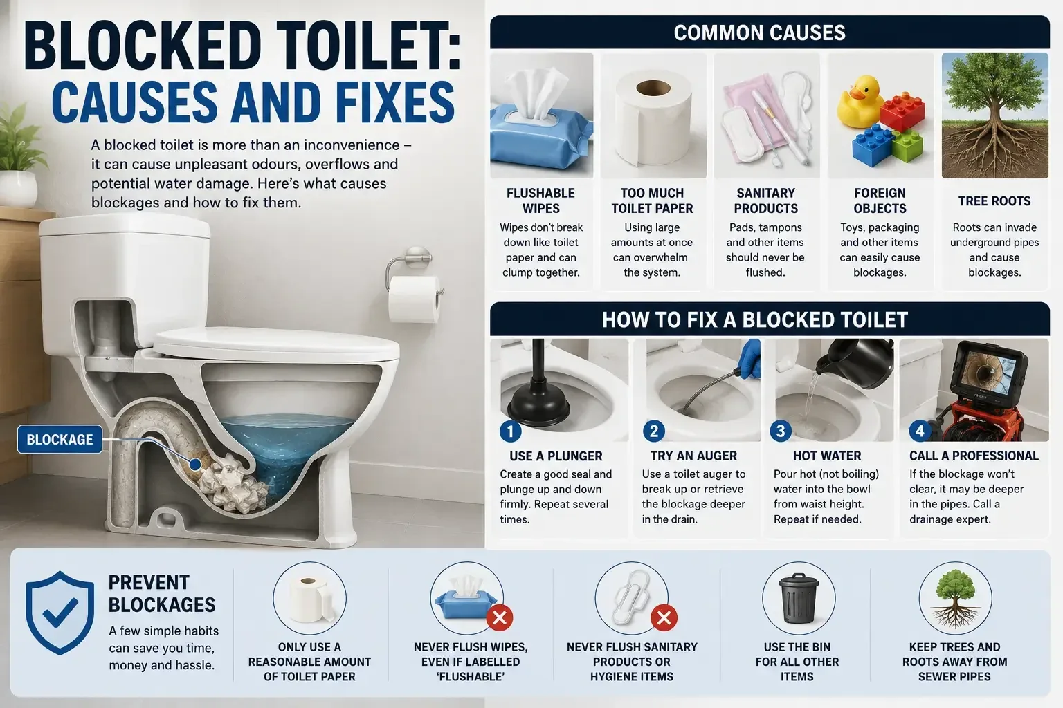 Blocked Toilet: Causes and Fixes