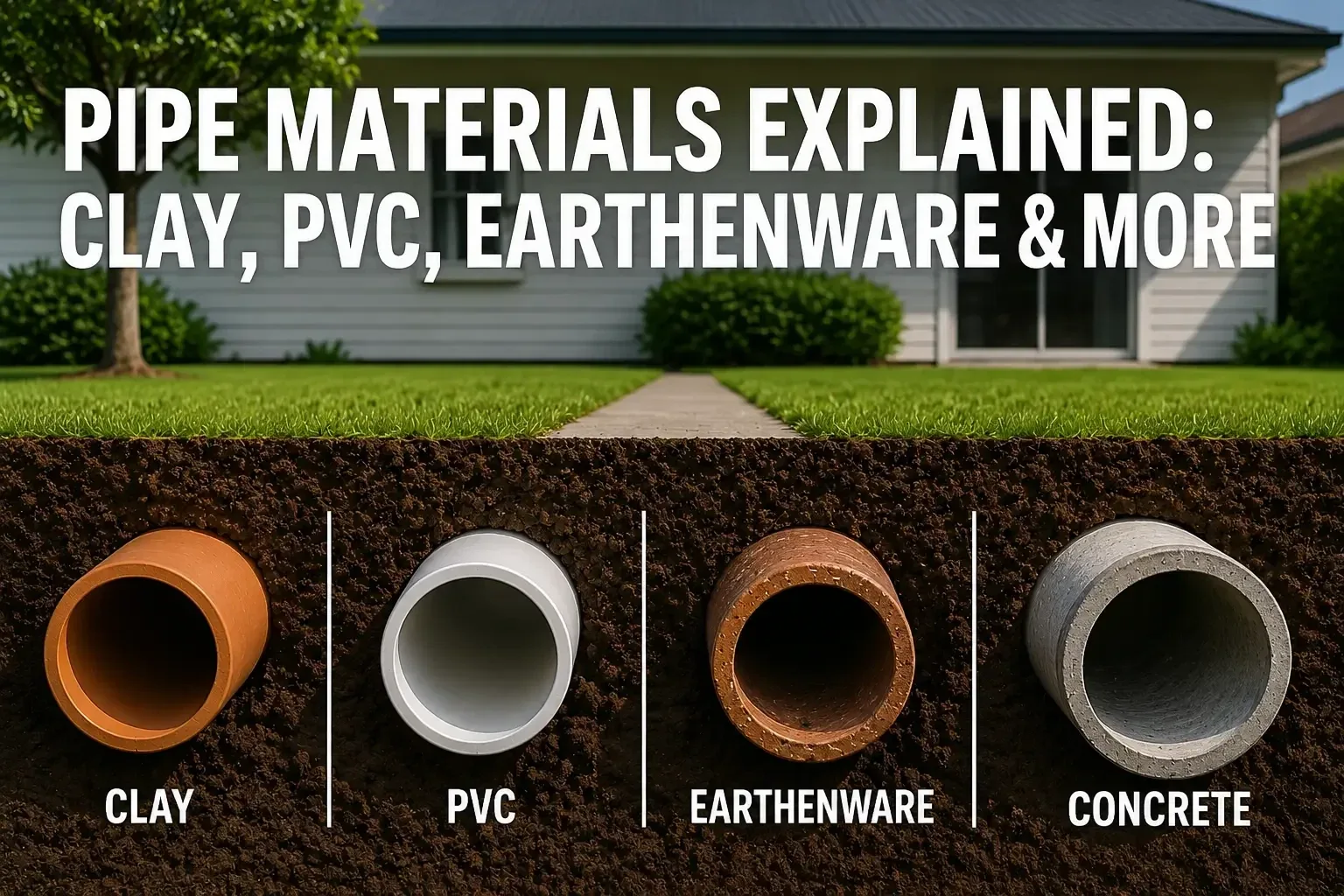 Cross-section of underground PVC drain in a Brisbane setting.