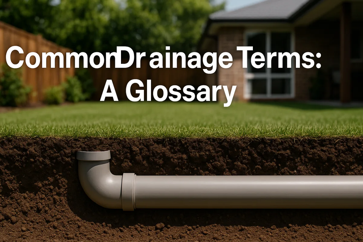 Cross-sectional view of a PVC drain in a Brisbane residential area.
