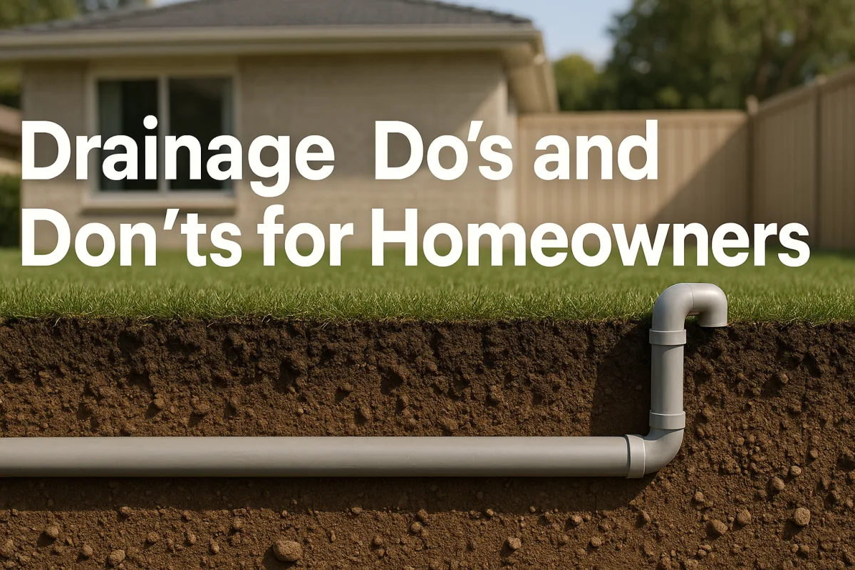 Cross-sectional view of a PVC drain in a Brisbane home setting.