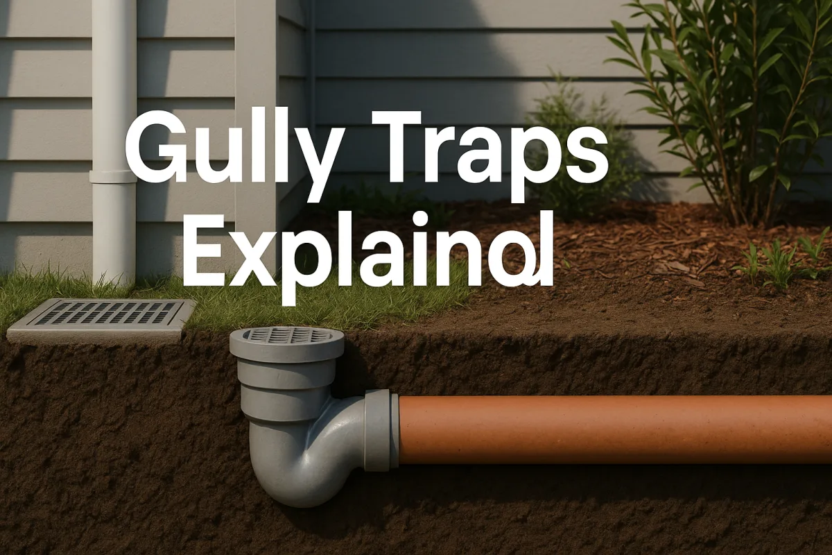 Cross-section of a gully trap in a Brisbane residential setting.