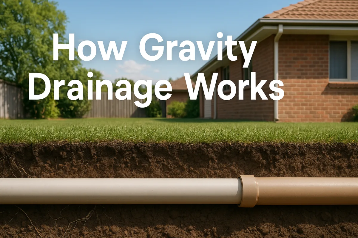 Cross-sectional view of an underground PVC drain in a Brisbane home.